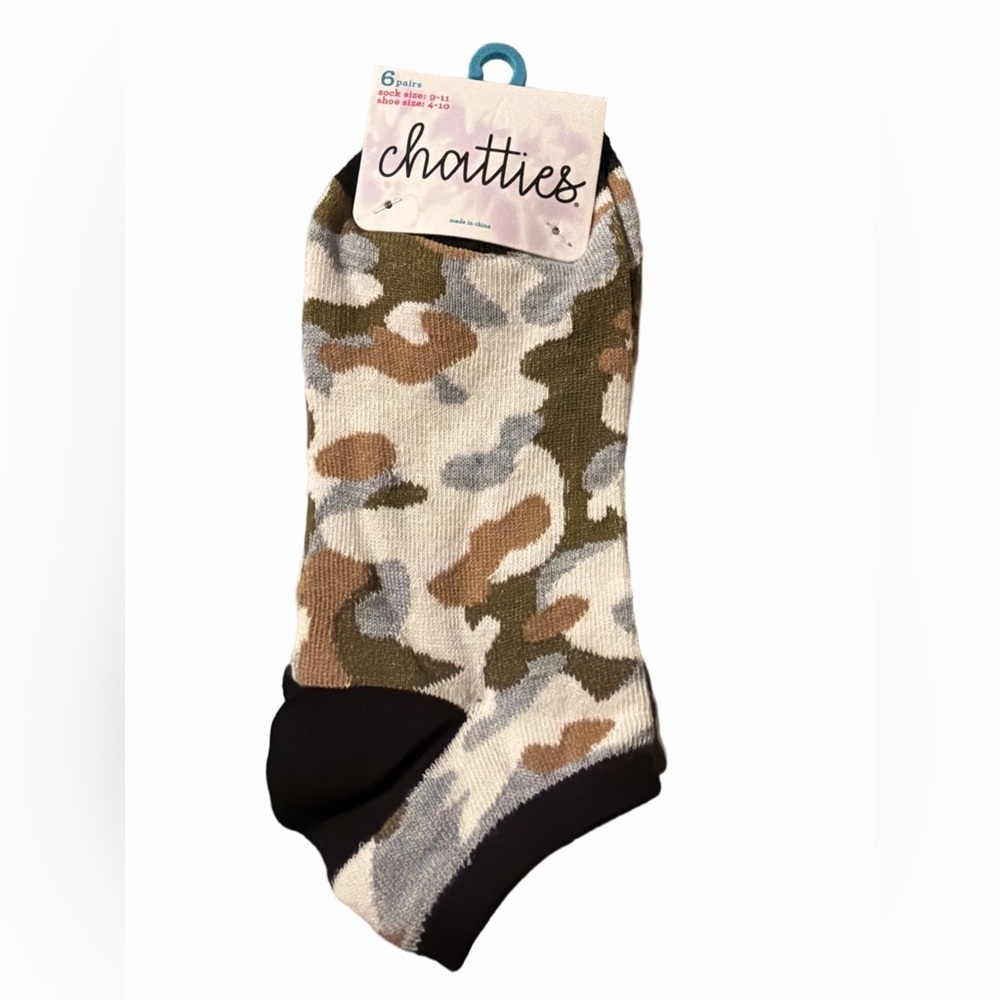 Chatties Women’s Camo Ankle Socks- 6 Pairs